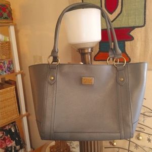 Frye and Co Carbon Vegan Shopper Tote Bag Gray Faux Leather